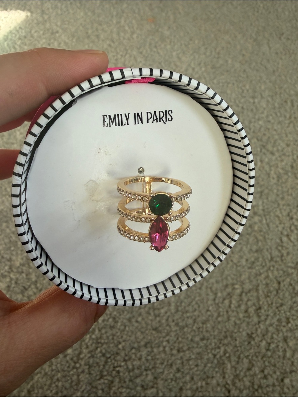 Emily in Paris Ring with Green and Pink Gemstones